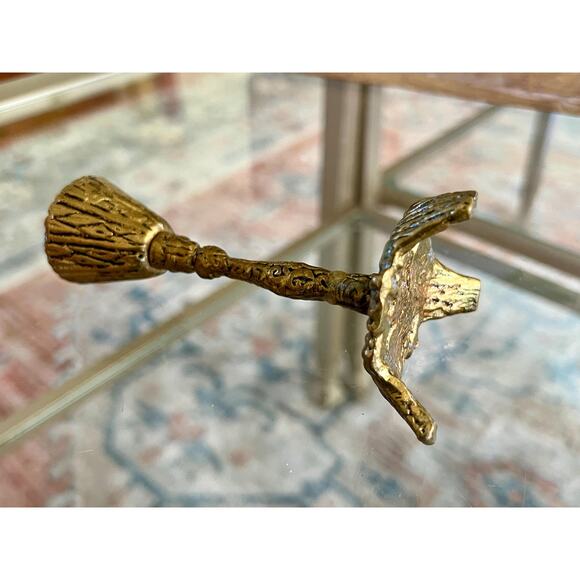 Vtg Mid Century Judaica Brass Brutalist Shabbat Candle Holder - Picture 8 of 10